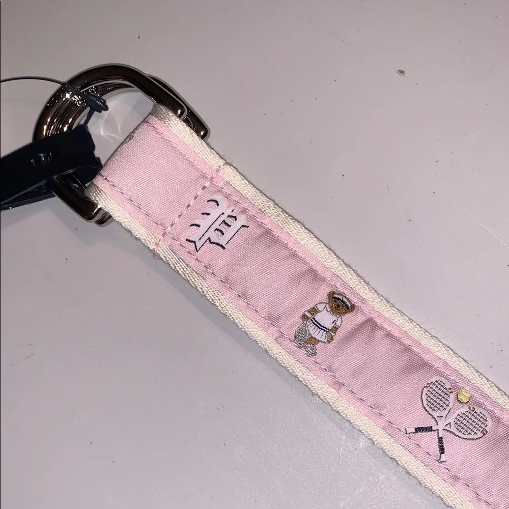 Polo Bear Ralph Lauren Pink Kids Tennis Ribbon Loop Belt XS